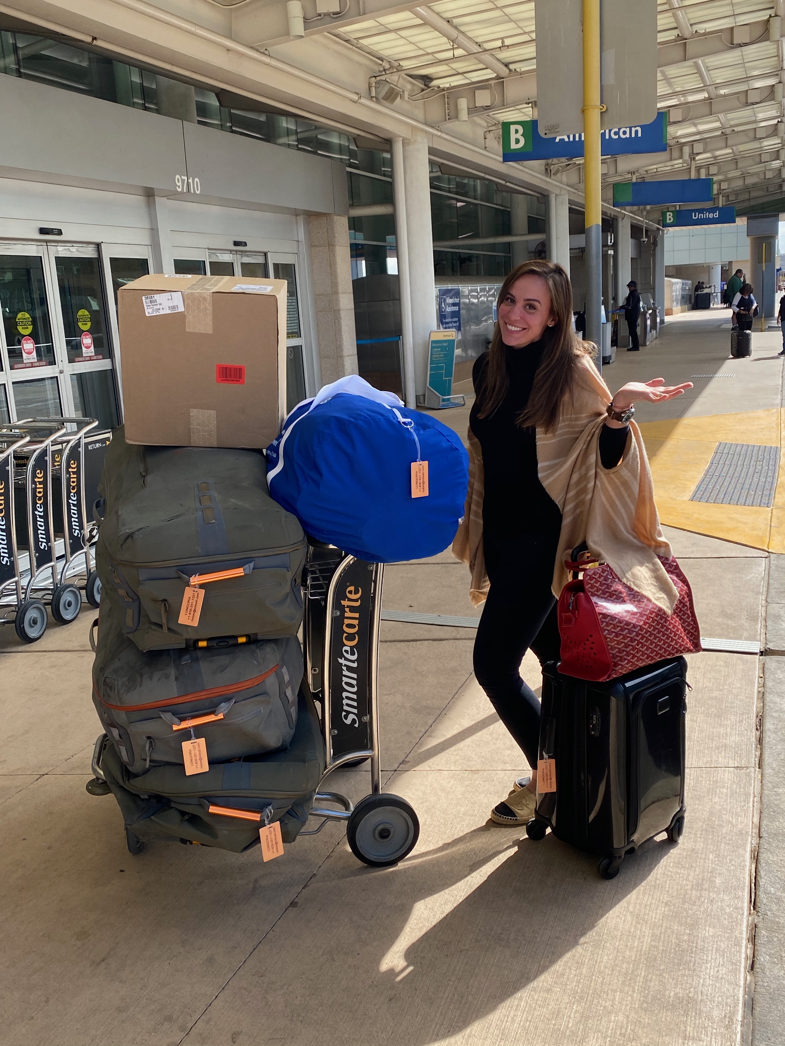 Britt Longoria in Airport packed for Africa Hunting Trip