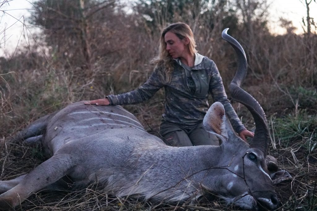 Britt with her greater kudu.